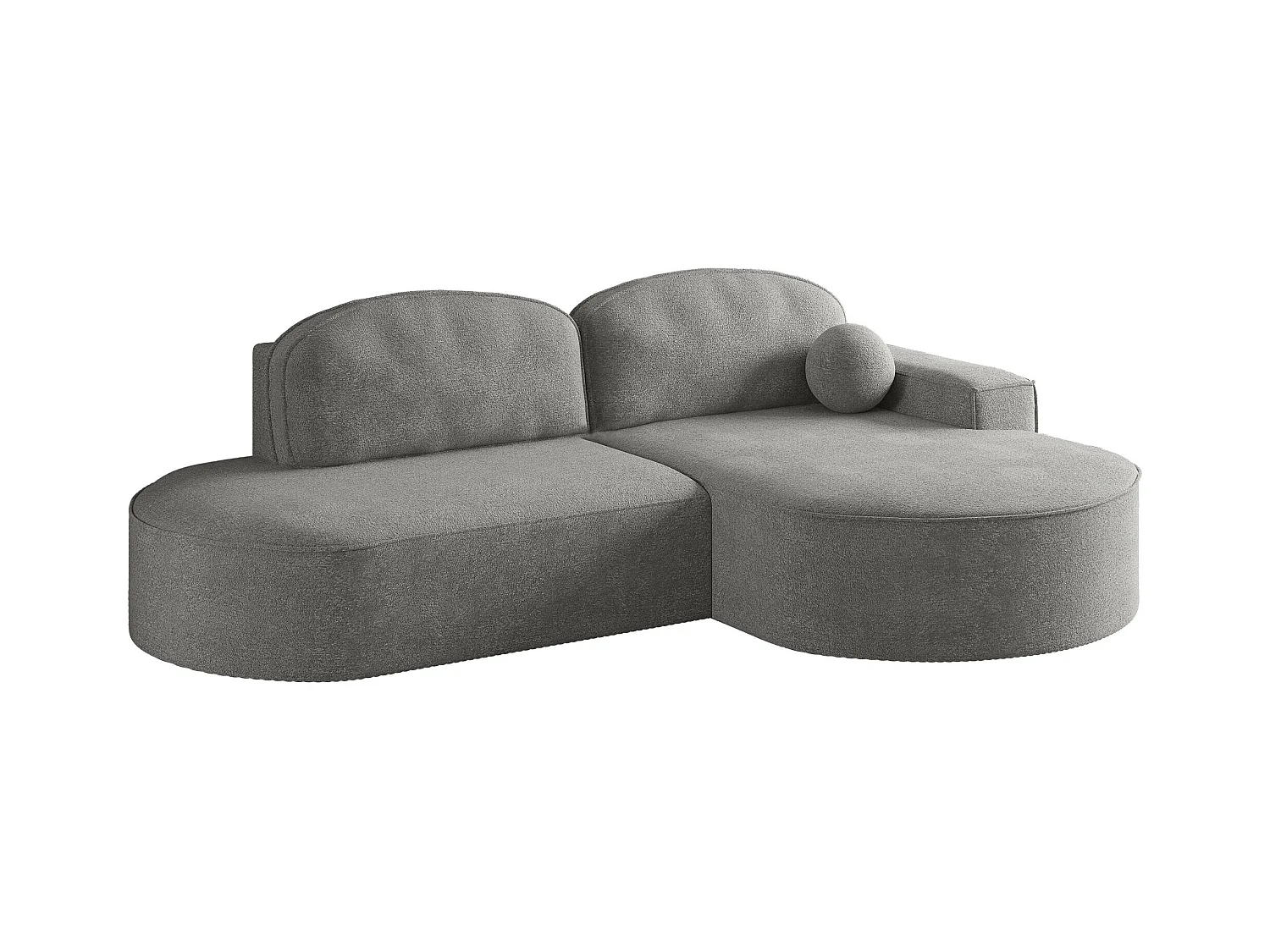 Canapé d'angle avec fonction couchage et coffre de lit Modena Round tissu Arena Grey Right