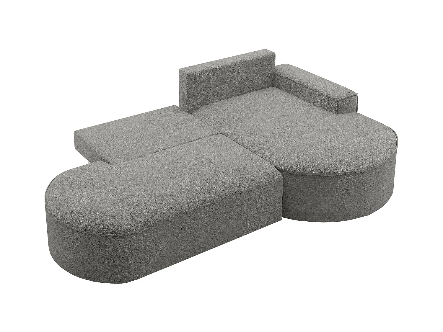 Canapé d'angle avec fonction couchage et coffre de lit Modena Round tissu Arena Grey Right