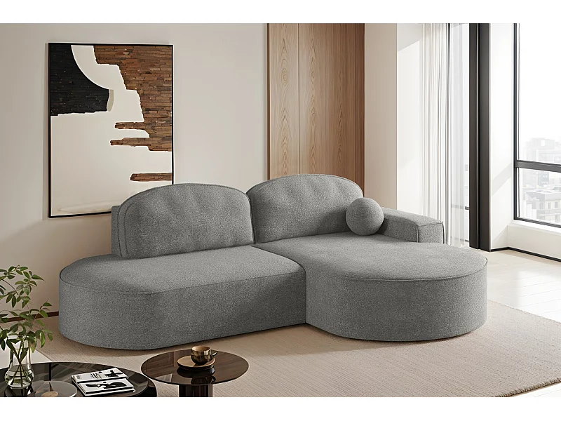 Ecksofa mit Schlaffunktion und Bettkasten Modena Runden stoff Arena Grau Rechts