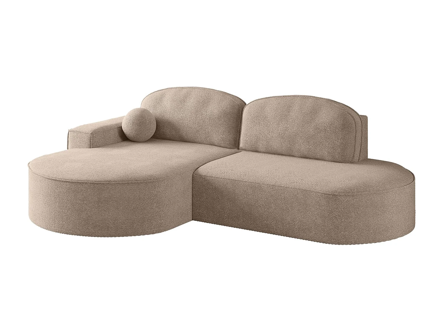 Hoekbank met slaapfunctie en bedstee Modena Ronde stof Arena Donkerbeige Links
