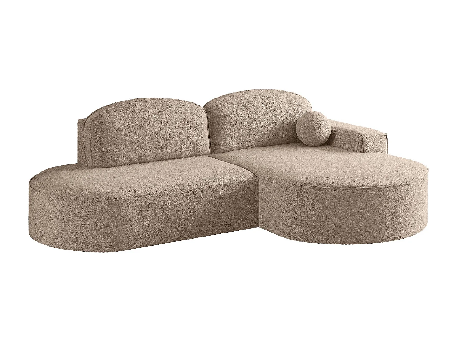 Hoekbank met slaapfunctie en bedstee Modena Rond stof Arena Donkerbeige Rechts