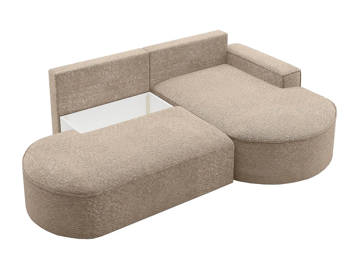 Hoekbank met slaapfunctie en bedstee Modena Rond stof Arena Donkerbeige Rechts