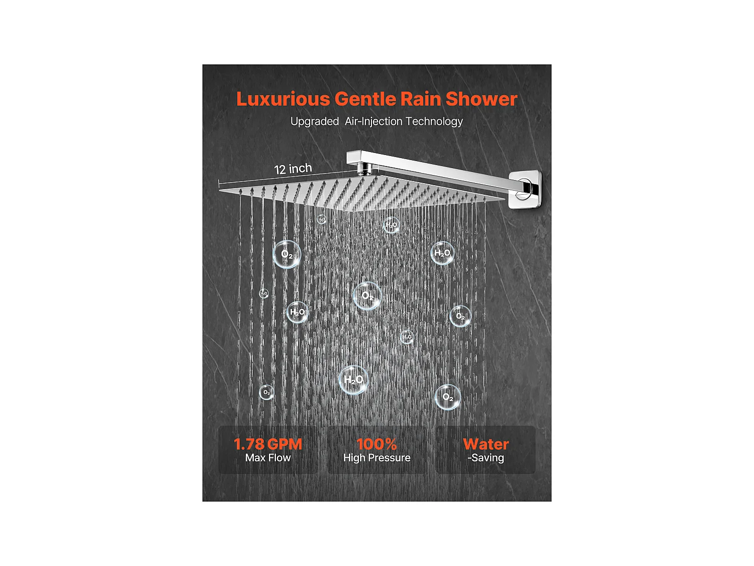 Colonne de Douche SucceBuy Kit de Douche, Système de Douche avec Pommeau Carré 305 mm, Douchette à Main et Kit de Montage Mural, Finition Argentée