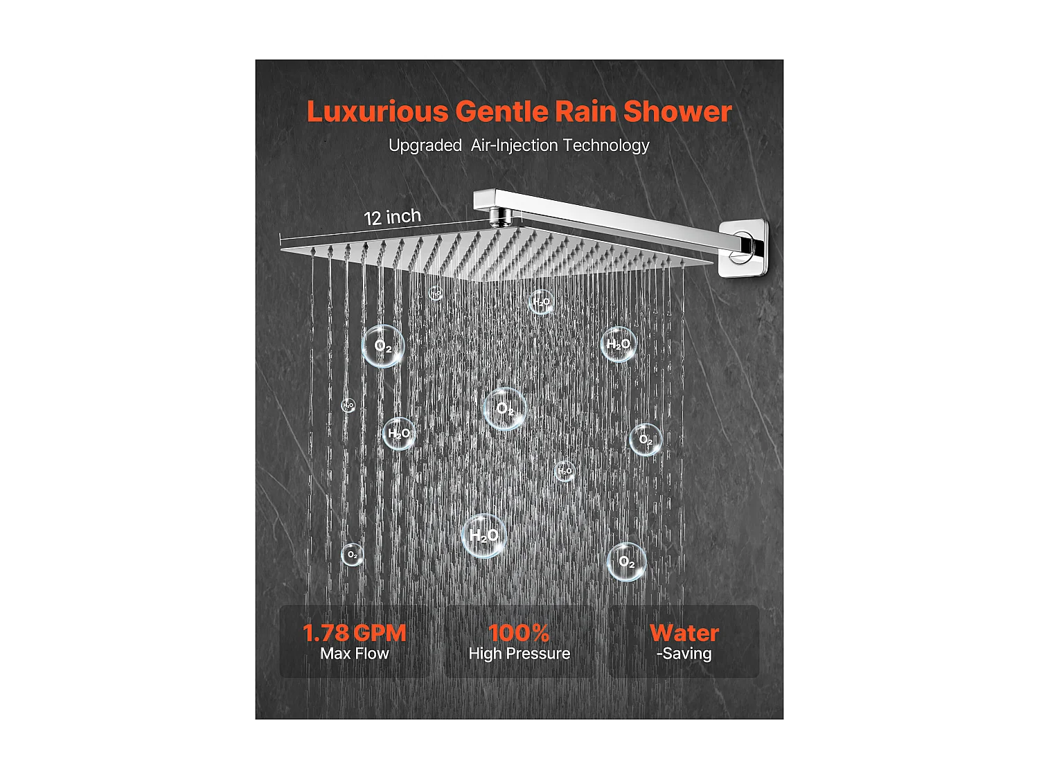 Douchekolom SucceBuy Doucheset, Douchesysteem met Vierkante Douchekop van 305 mm, Handdouche en Wandmontageset, Zilverkleurig