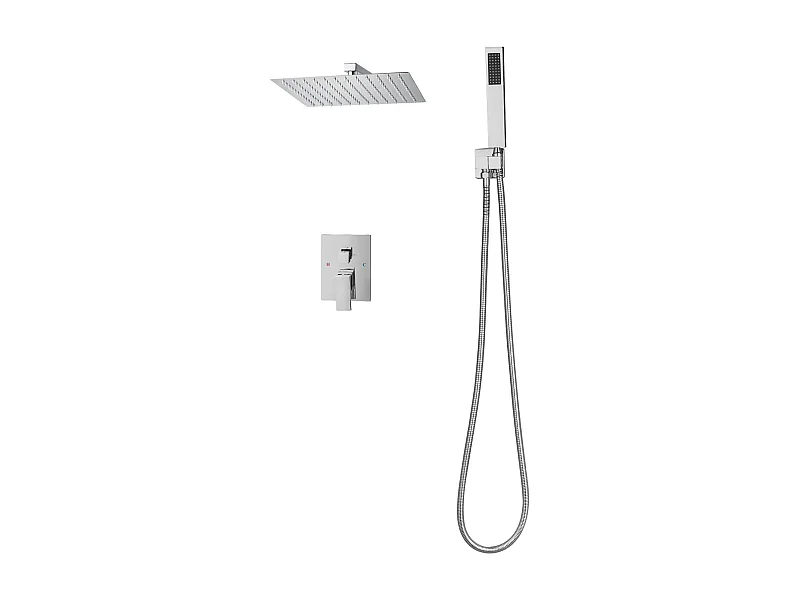 Colonna Doccia SucceBuy Kit Doccia, Sistema Doccia con Soffione Quadrato da 305 mm, Doccetta e Kit di Montaggio a Parete, Finitura Argento