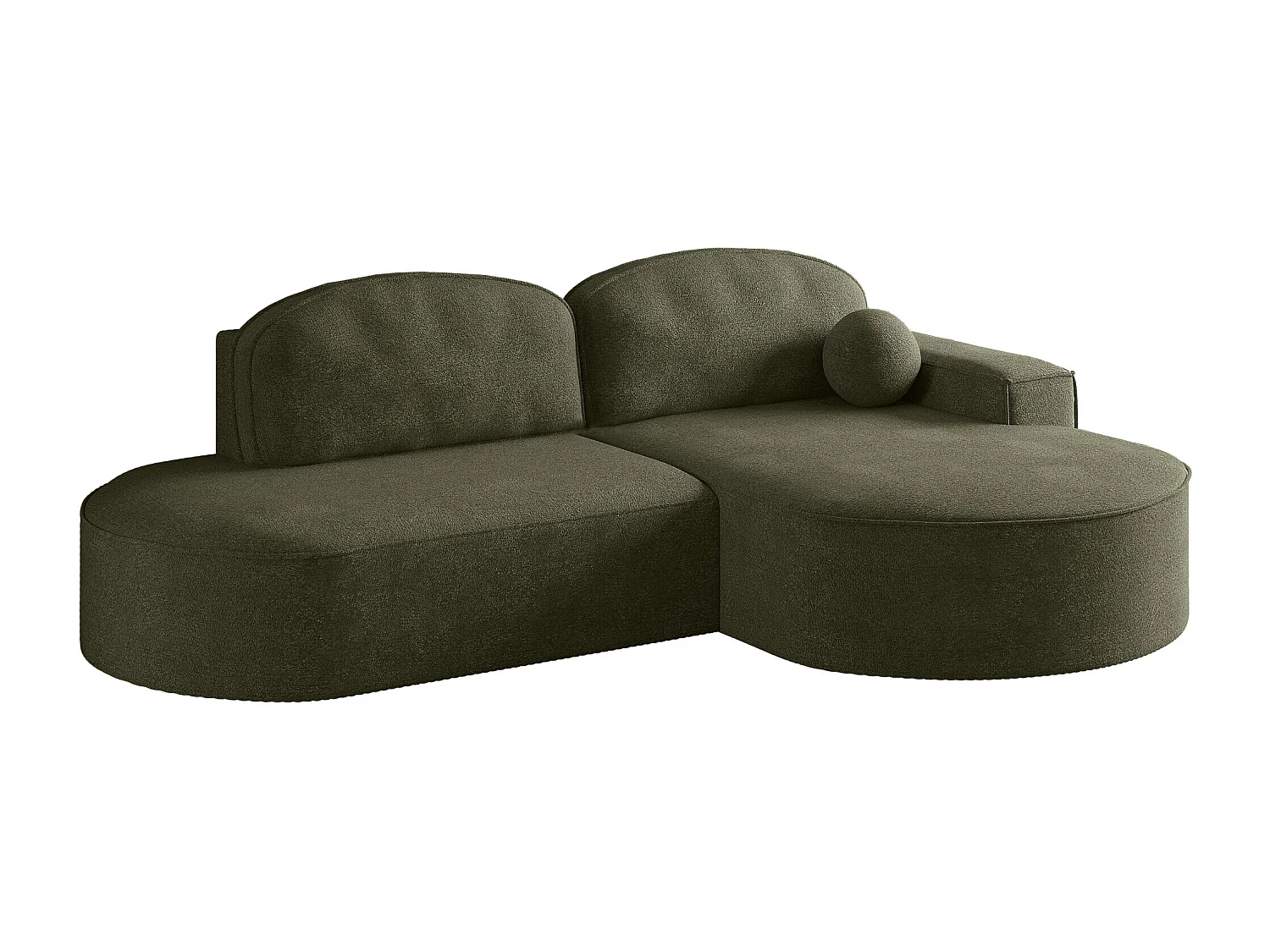 Canapé d'angle avec fonction couchage et coffre de lit Modena Round tissu Arena Green Right