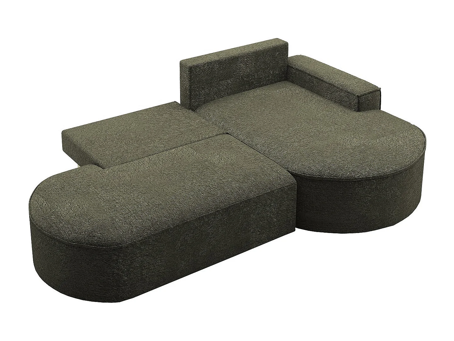 Canapé d'angle avec fonction couchage et coffre de lit Modena Round tissu Arena Green Right