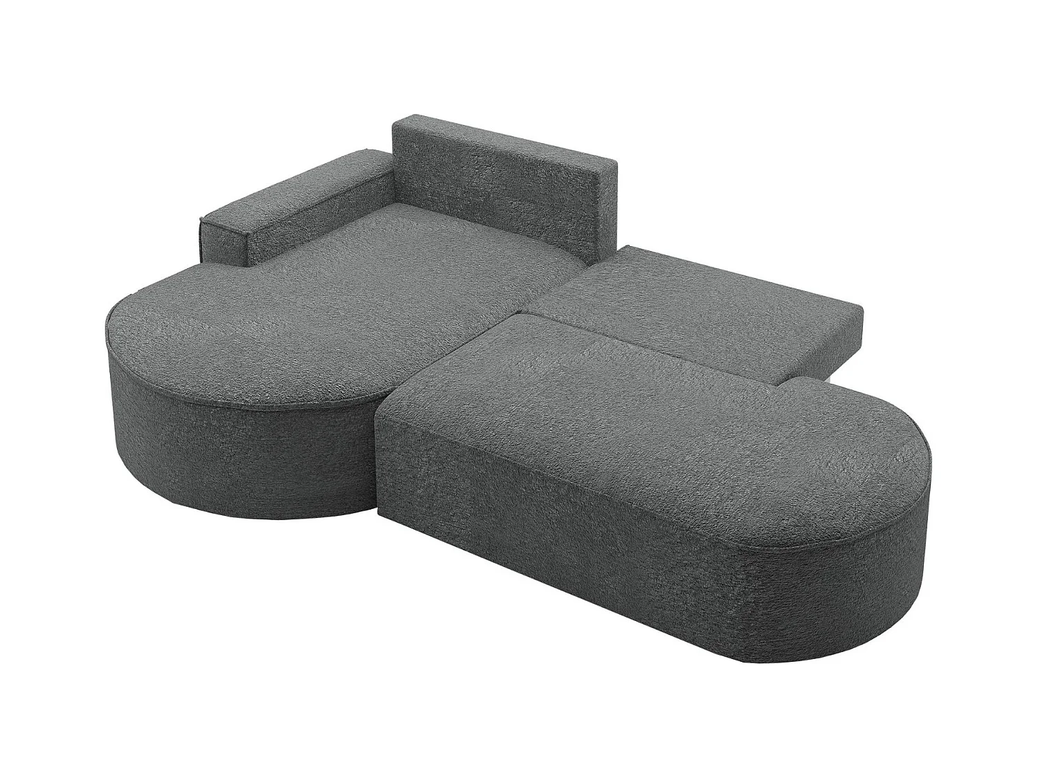 Canapé d'angle avec fonction couchage et coffre de lit Modena Round tissu Arena Anthracite Gauche