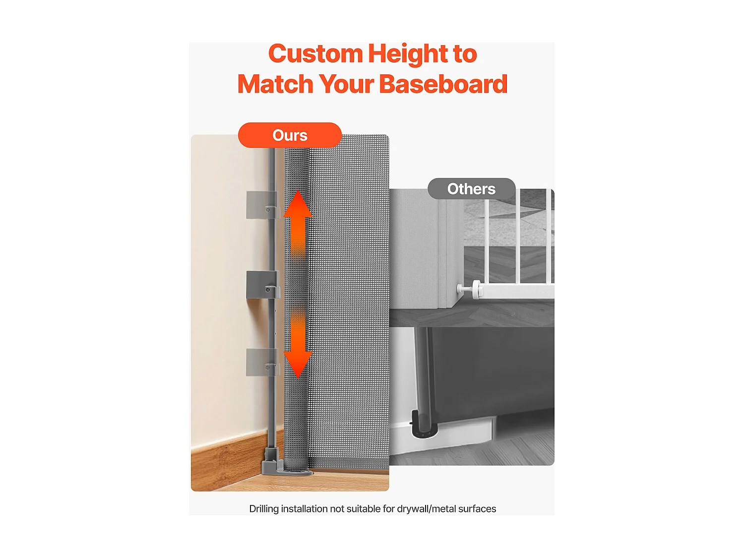 Barreira de Segurança SucceBuy Extensível, Cerca em Malha 143 cm de Largura e 79,5 cm de Altura, Barreira Retrátil para Animais de Estimação