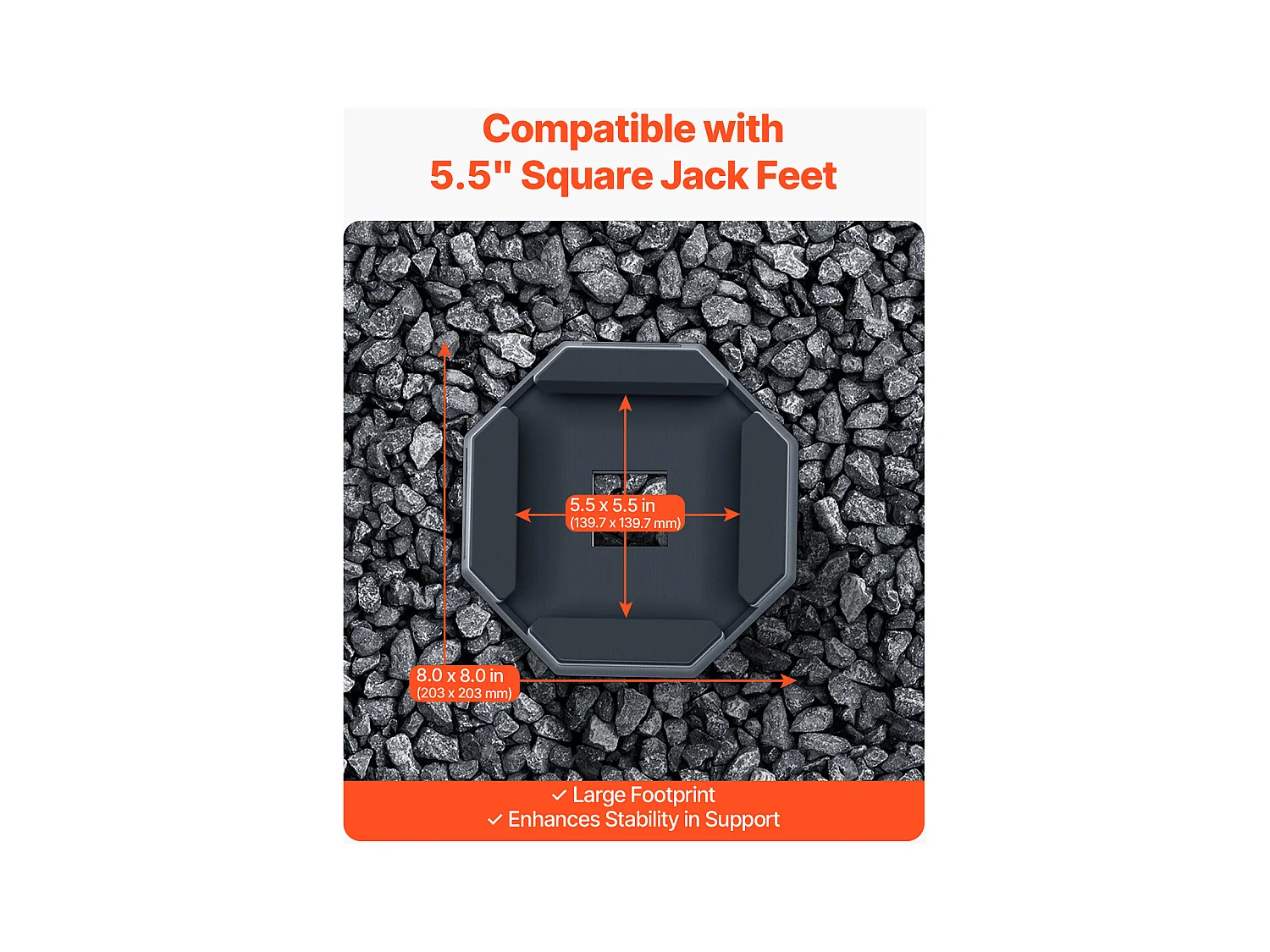 Patin de Nivellement SucceBuy pour Camping-car 4PCs, Patin pour Vérin Stabilisateur de Caravane Charge 2,3 T Chacun, Grande Surface de Stabilisation