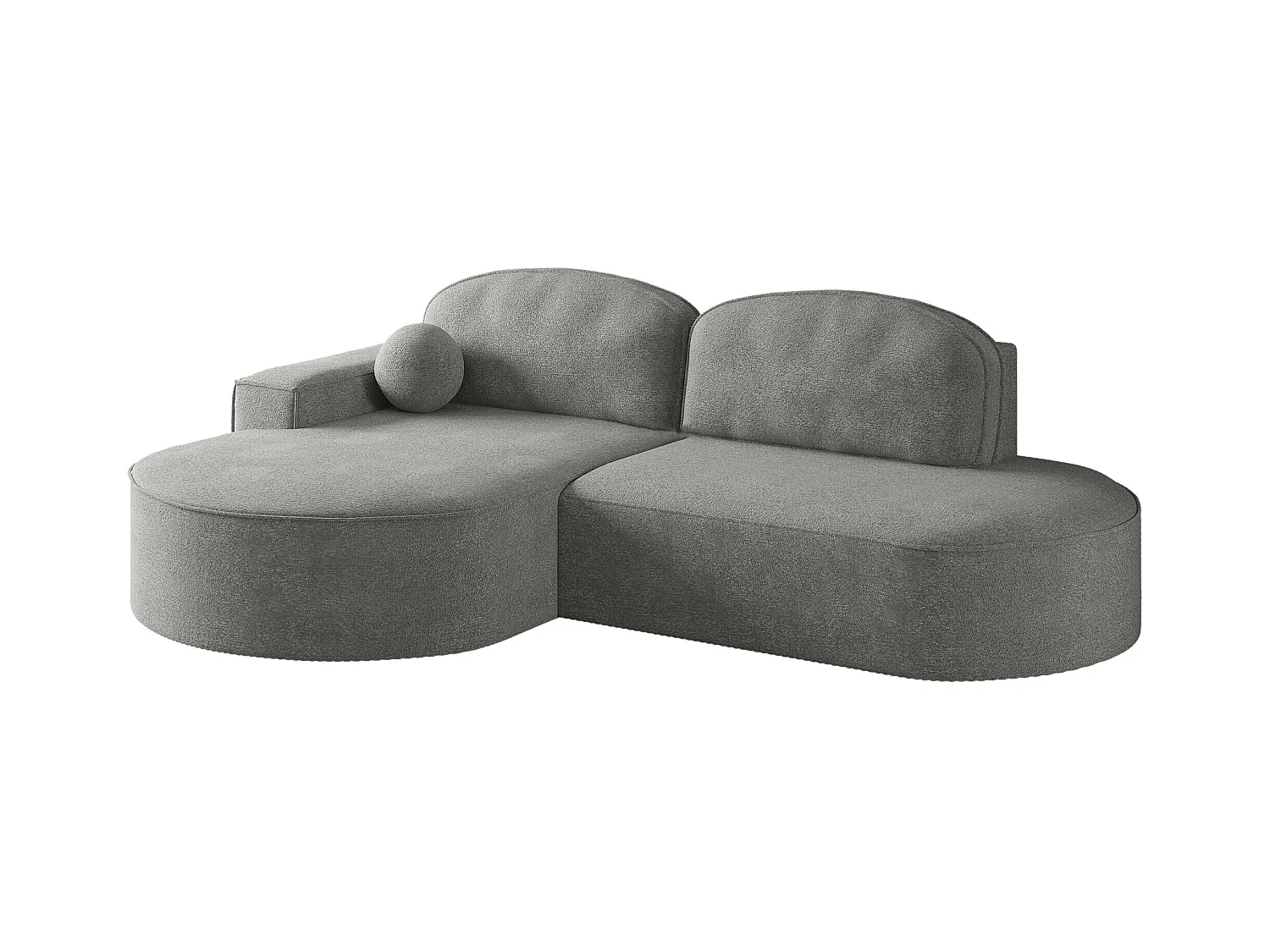 Canapé d'angle avec fonction couchage et coffre de lit Modena Round tissu Arena Gris Gauche