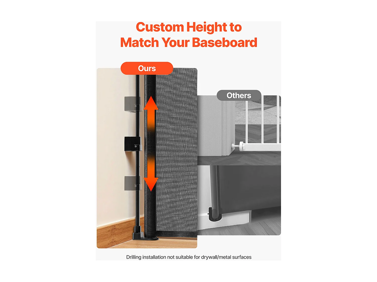 Barrière de Sécurité SucceBuy Extensible, Clôture en Maille 185 cm de Large et 79,5 cm de Haut, Barrière Rétractable pour Animaux de Compagnie