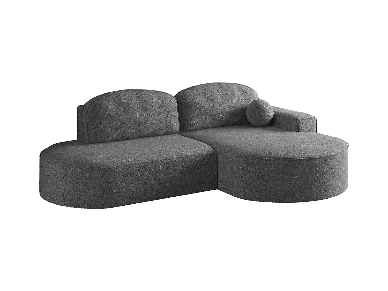 Canapé d'angle avec fonction couchage et coffre de lit Modena Round tissu Arena Anthracite Droite