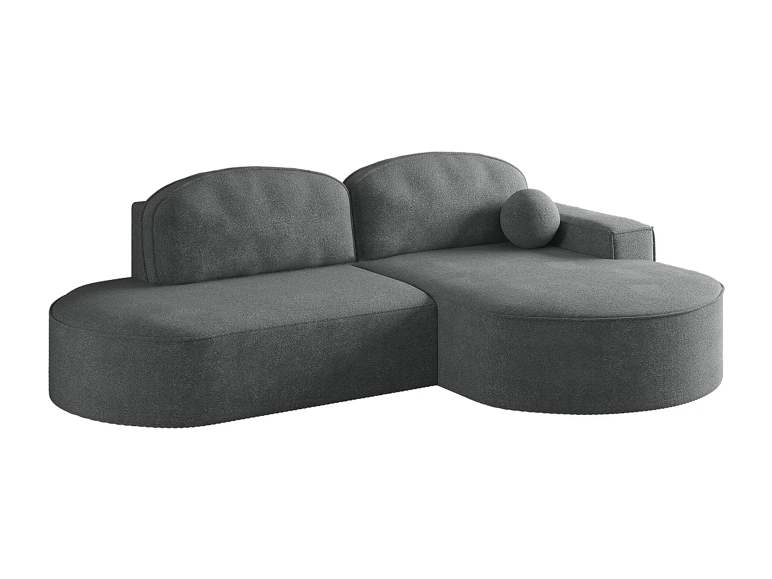 Hoekbank met slaapfunctie en bedstee Modena Rond stof Arena Antraciet Rechts