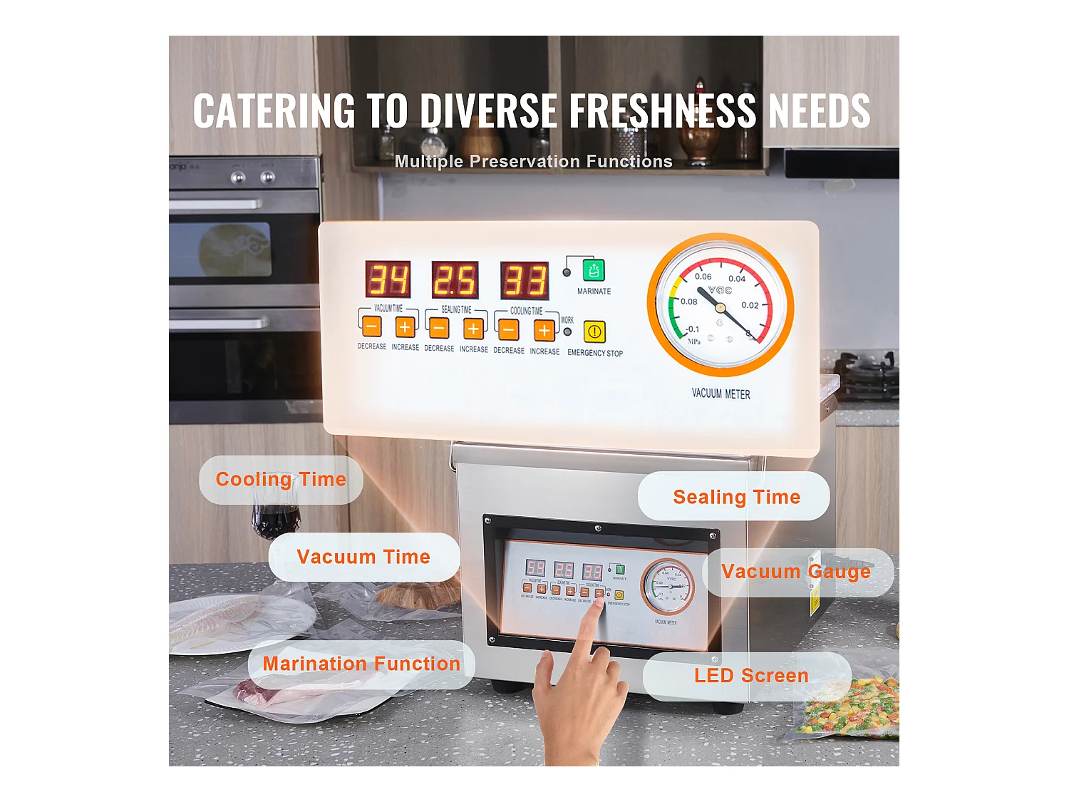 SucceBuy Machine à Emballer sous Vide à Chambre 320 W Machine d'Emballage sous Vide Taille Compacte 32cm dans la Cuisine et pour un Usage Commercial