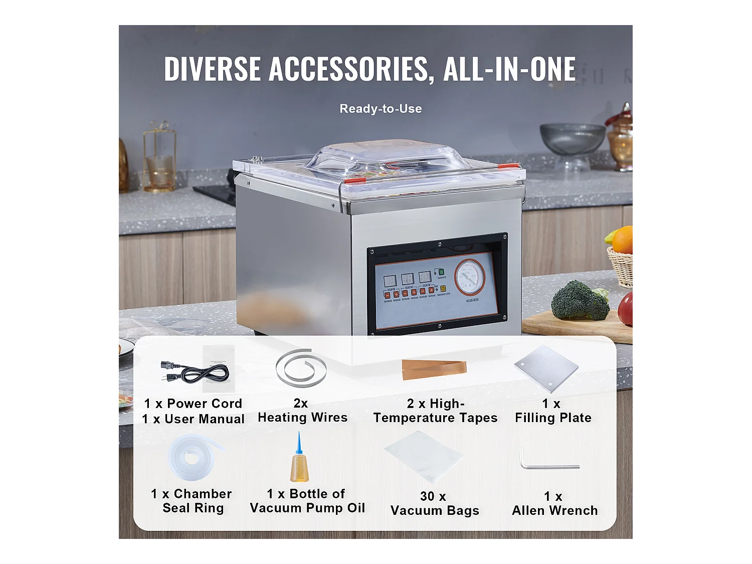 SucceBuy Machine à Emballer sous Vide à Chambre 320 W Machine d'Emballage sous Vide Taille Compacte 32cm dans la Cuisine et pour un Usage Commercial