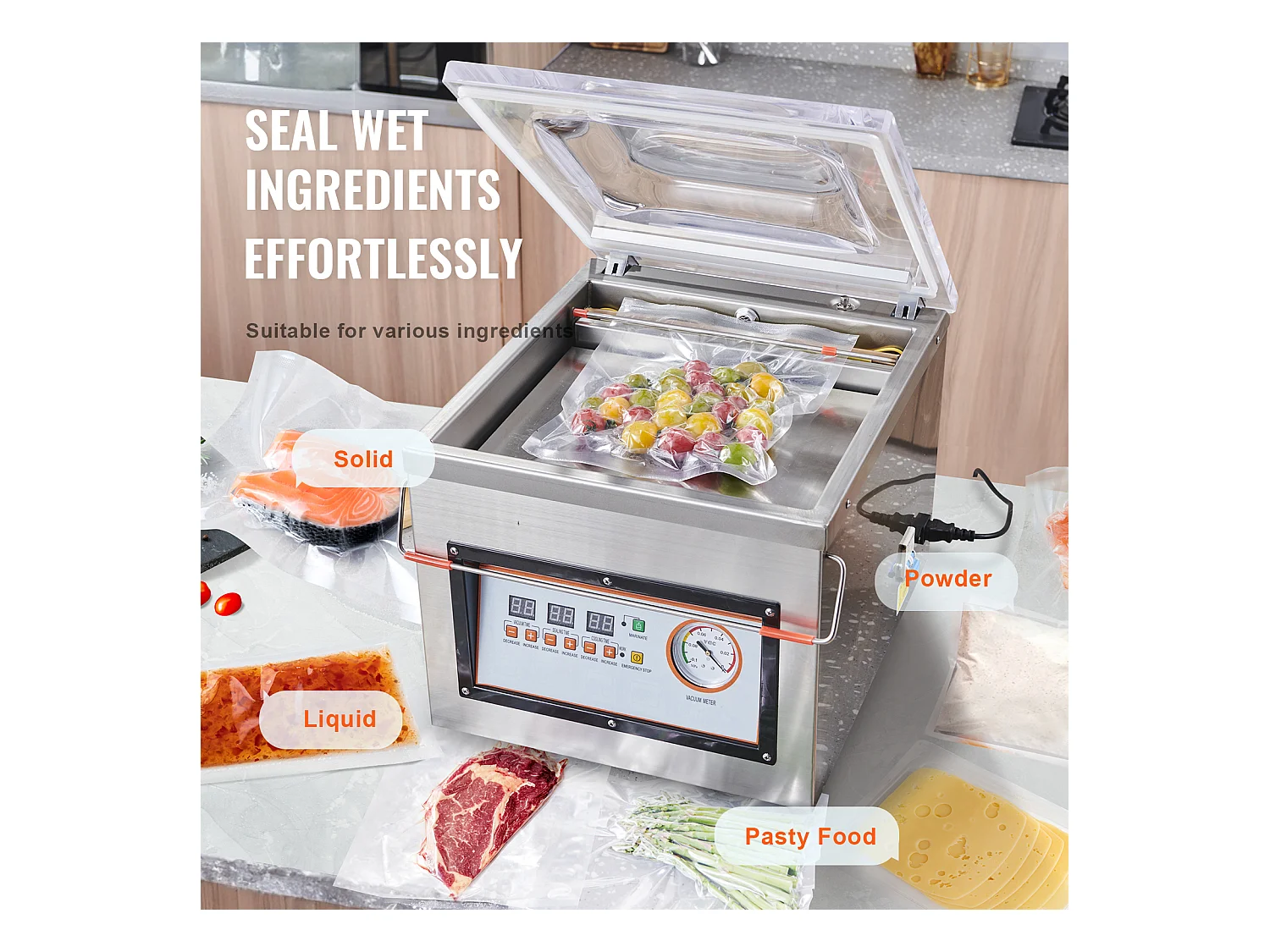 SucceBuy Machine à Emballer sous Vide à Chambre 320 W Machine d'Emballage sous Vide Taille Compacte 32cm dans la Cuisine et pour un Usage Commercial