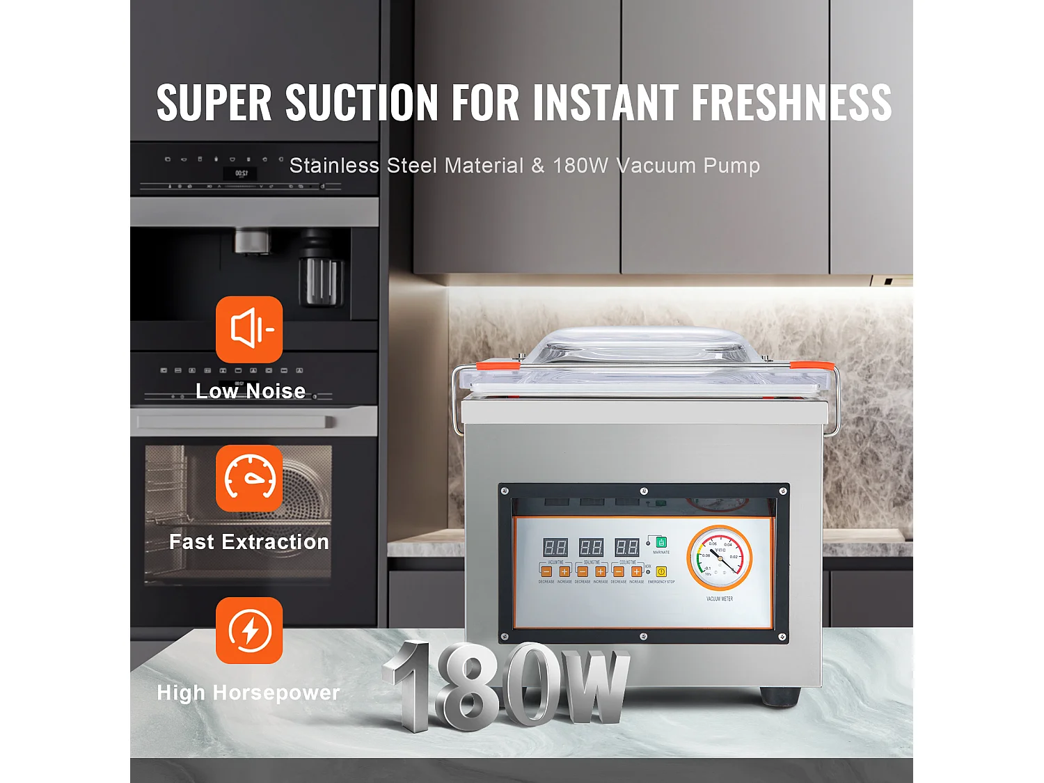 Máquina de Envasar SucceBuy al Vacío de Cámara 320 W Máquina de Envasado al Vacío Tamaño Compacto 32cm en la Cocina y para Uso Comercial