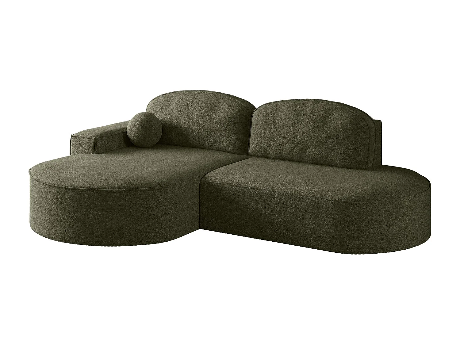 Hoekbank met slaapfunctie en bedstee Modena Rond stof Arena Groen Links