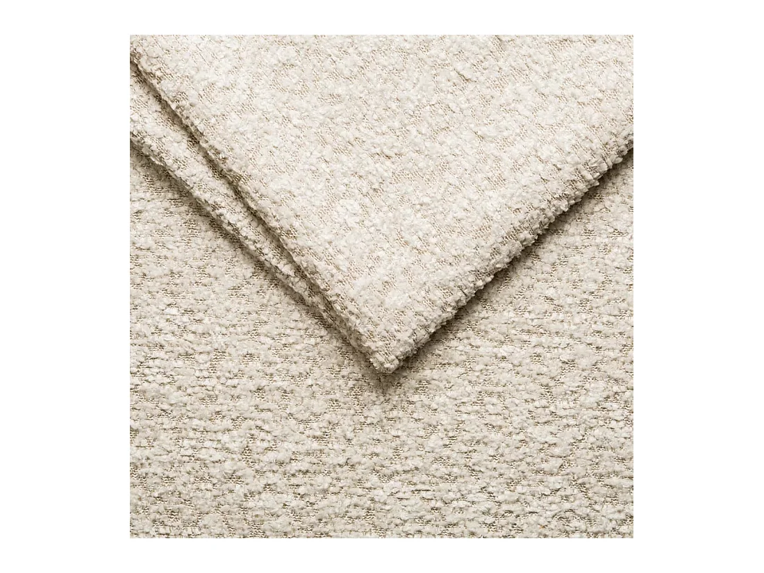 Canapé d'angle avec fonction couchage et coffre de lit Modena Round tissu Arena Ecru Droite