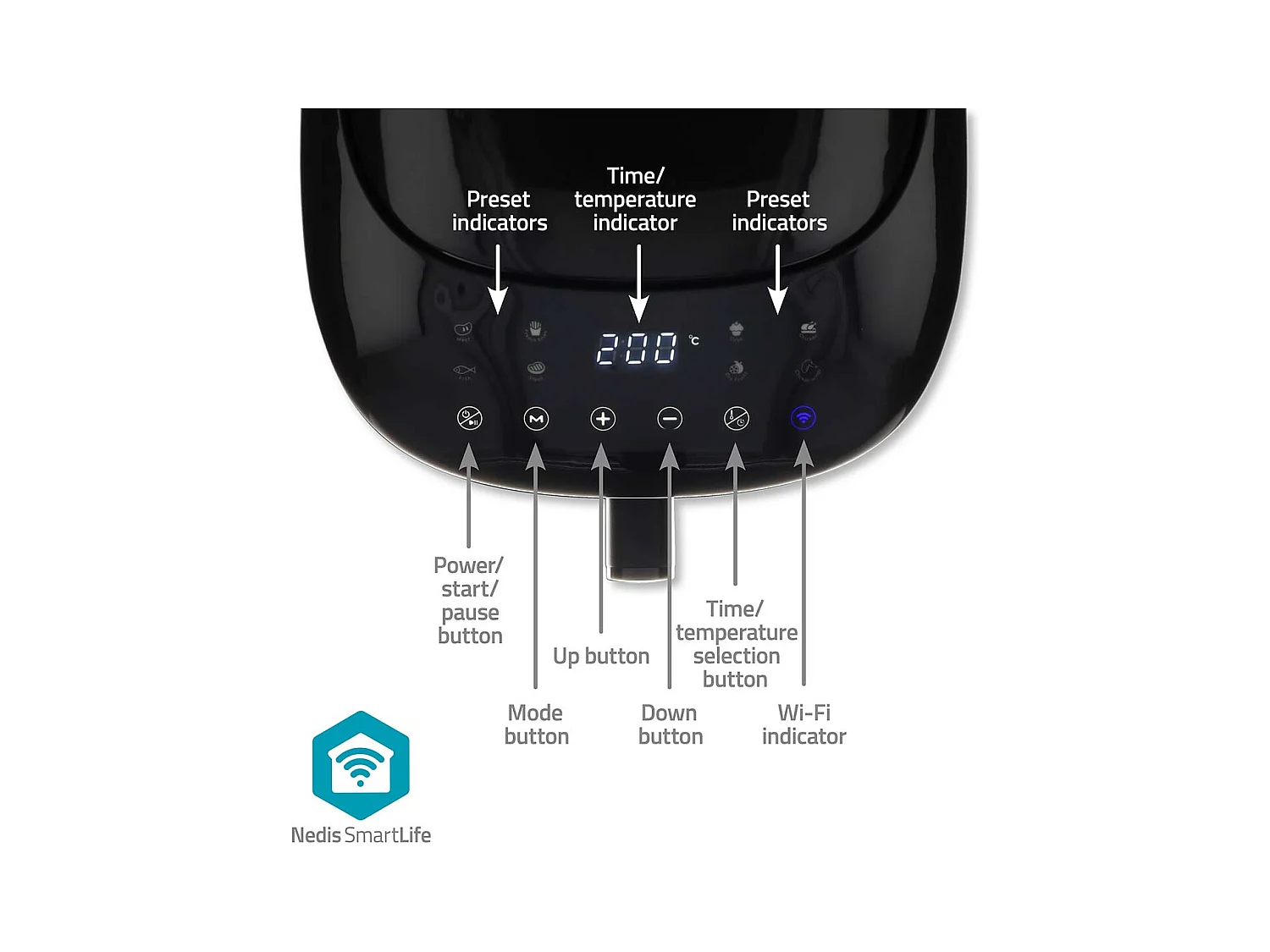 Nedis Friteuse à air chaud smart life - wi-fi - noir - kaaf180bkw