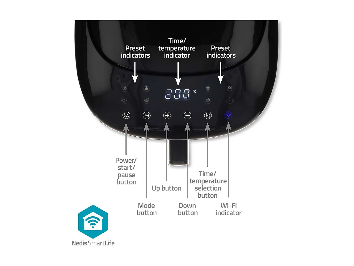 Nedis Friteuse à air chaud smart life - wi-fi - noir - kaaf180bkw