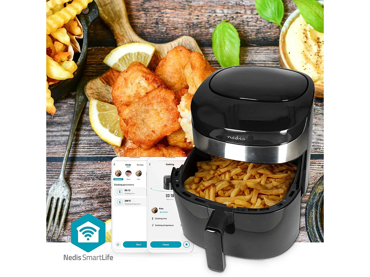 Nedis Friteuse à air chaud smart life - wi-fi - noir - kaaf180bkw