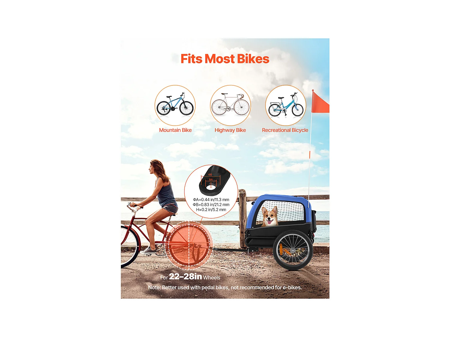 Remorque vélo SucceBuy pour Chien, Charge 30 kg, Porte Animaux de Compagnie de Vélos, Cadre Pliable Facile avec Roue à Dégagement Rapide, Réflecteur