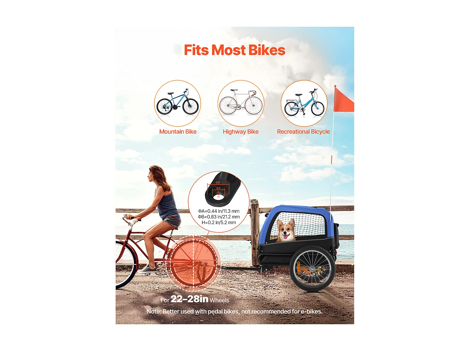 Reboque bicicleta SucceBuy para Cão, Carga 30 kg, Porta Animais de Estimação de Bicicletas, Quadro Dobrável Fácil com Roda a Liberação Rápida, Refletor