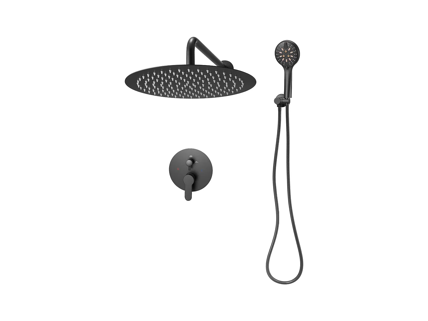 Colonne de Douche SucceBuy Ensemble de Douche avec Pommeau de Douche Rond Effet Pluie de 305 mm et Douchette à Main, Système de Douche Mural avec Garniture