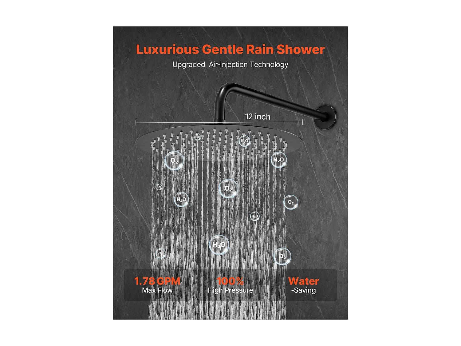 Kolumna Prysznicowa SucceBuy Zestaw Natryskowy z Okrągłą Głowicą Prysznicową 305 mm i Prysznicem Ręcznym, System Natryskowy Ścienny z Zestawem Wykończeniowym