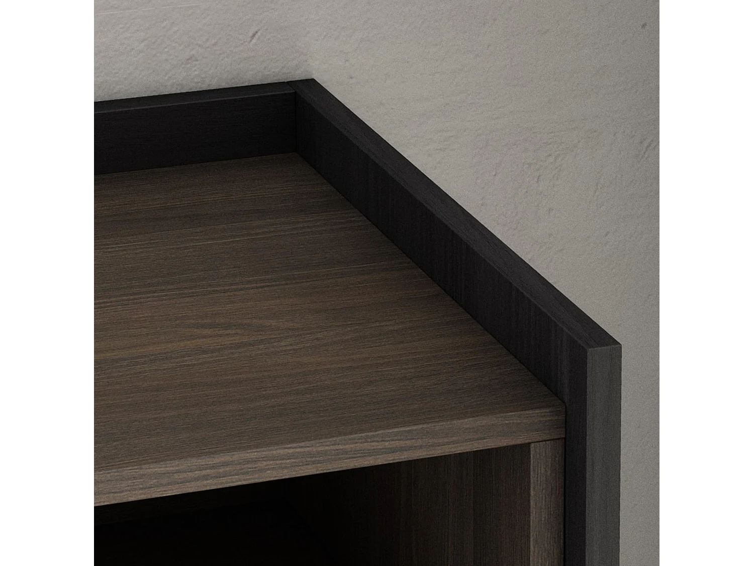 Dressoir, Opbergkast, 207x80x37 cm, 4 Deuren, Elektrische haard, Donkere eik en Zwart