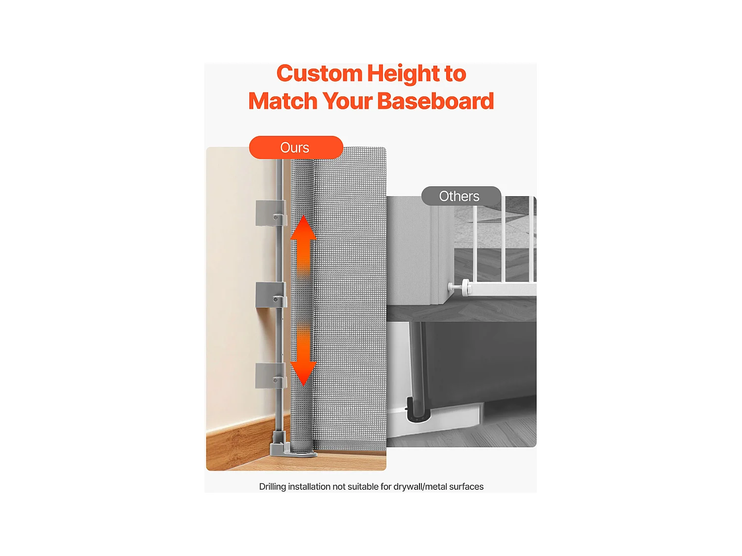 Sicherheitsbarriere SucceBuy Erweiterbar, Zaun aus Mesh 145 cm Breit und 98 cm Hoch, Barriere Retraktil für Haustiere, Ideal für Hunde und Katzen