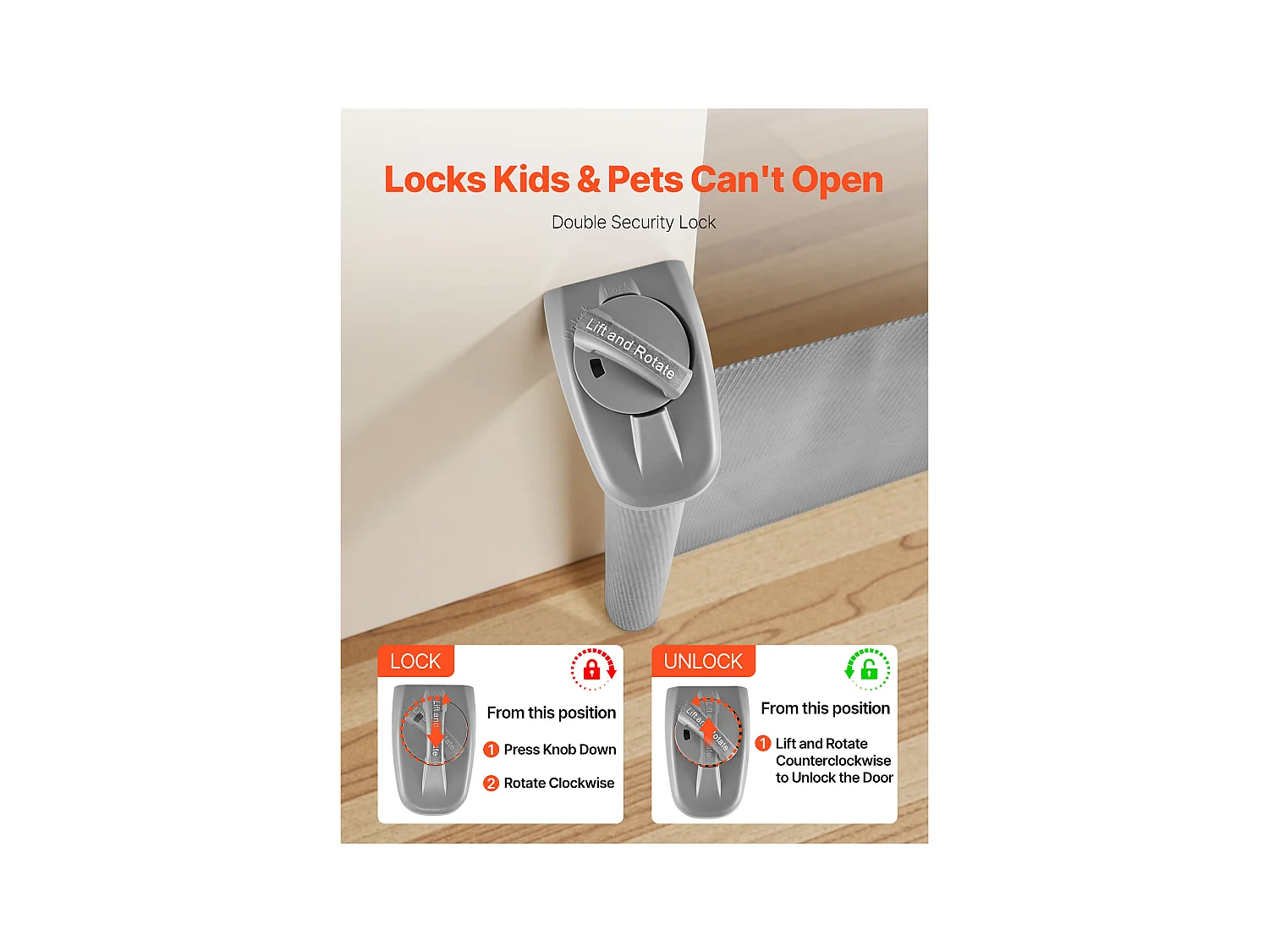 Sicherheitsbarriere SucceBuy Erweiterbar, Zaun aus Mesh 145 cm Breit und 98 cm Hoch, Barriere Retraktil für Haustiere, Ideal für Hunde und Katzen