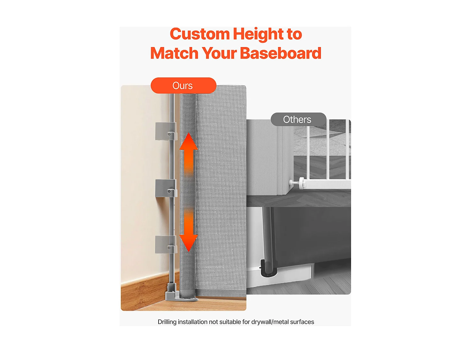 Barrière de Sécurité SucceBuy Extensible, Clôture en Maille 145 cm de Large et 98 cm de Haut, Barrière Rétractable pour Animaux de Compagnie