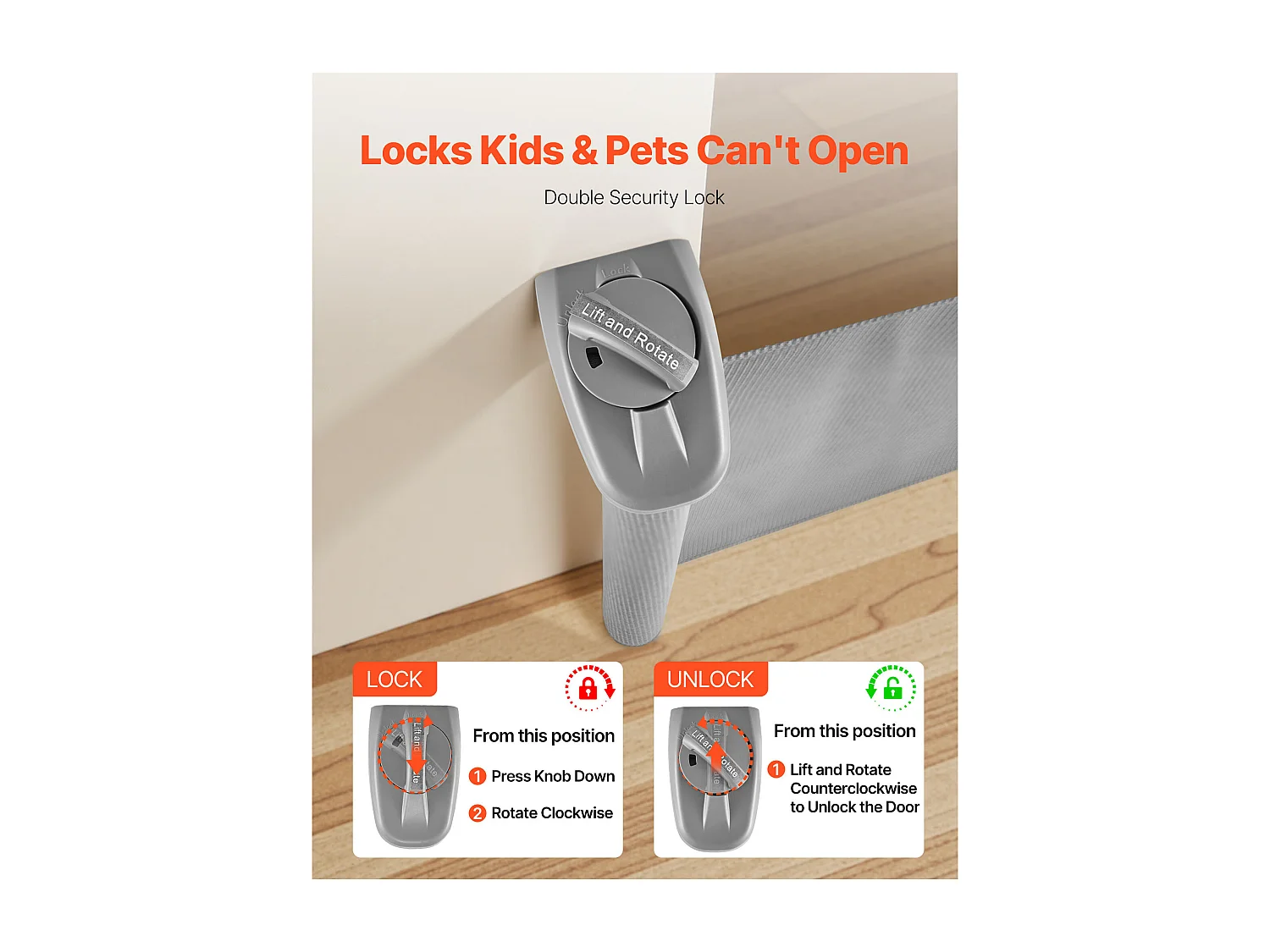 Barrière de Sécurité SucceBuy Extensible, Clôture en Maille 145 cm de Large et 98 cm de Haut, Barrière Rétractable pour Animaux de Compagnie