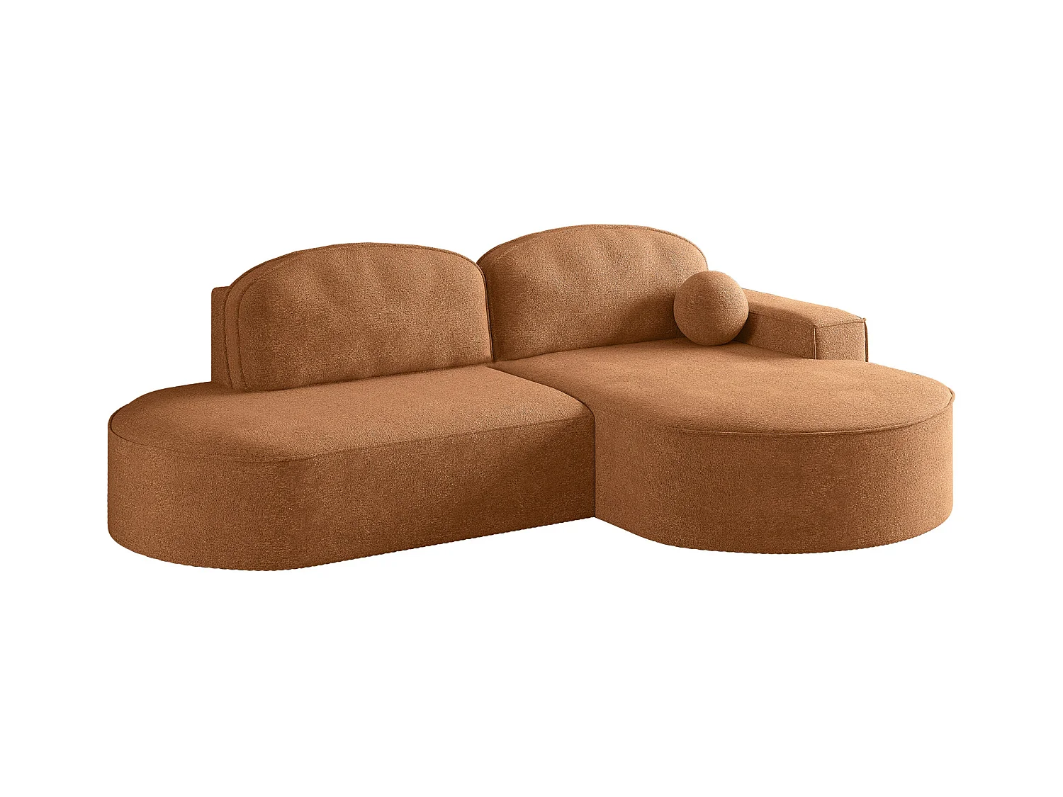 Canapé d'angle avec fonction couchage et coffre de lit Modena Round tissu Arena Orange Droite