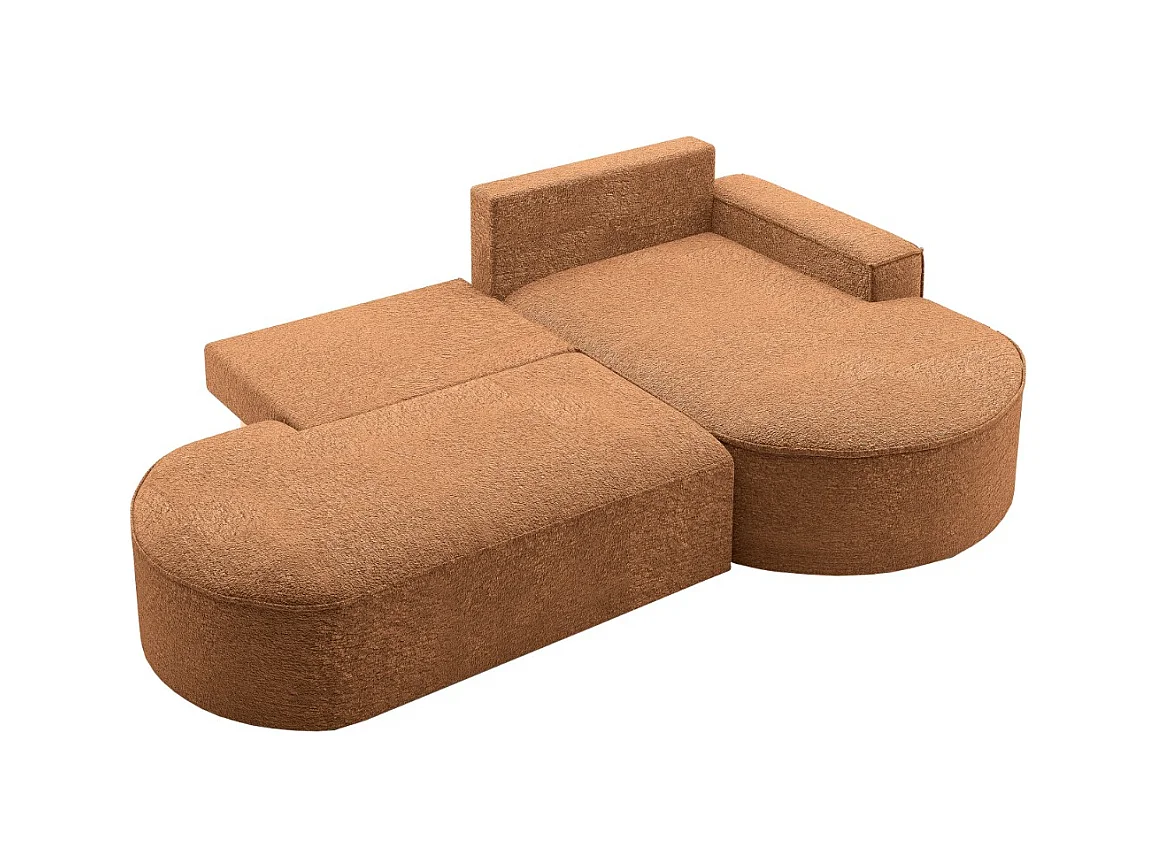 Canapé d'angle avec fonction couchage et coffre de lit Modena Round tissu Arena Orange Droite