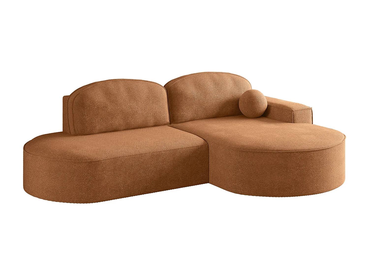 Canapé d'angle avec fonction couchage et coffre de lit Modena Round tissu Arena Orange Droite