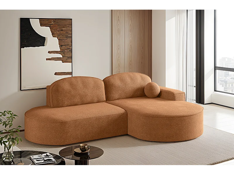 Hoekbank met slaapfunctie en bedstee Modena Rond stof Arena Oranje Rechts