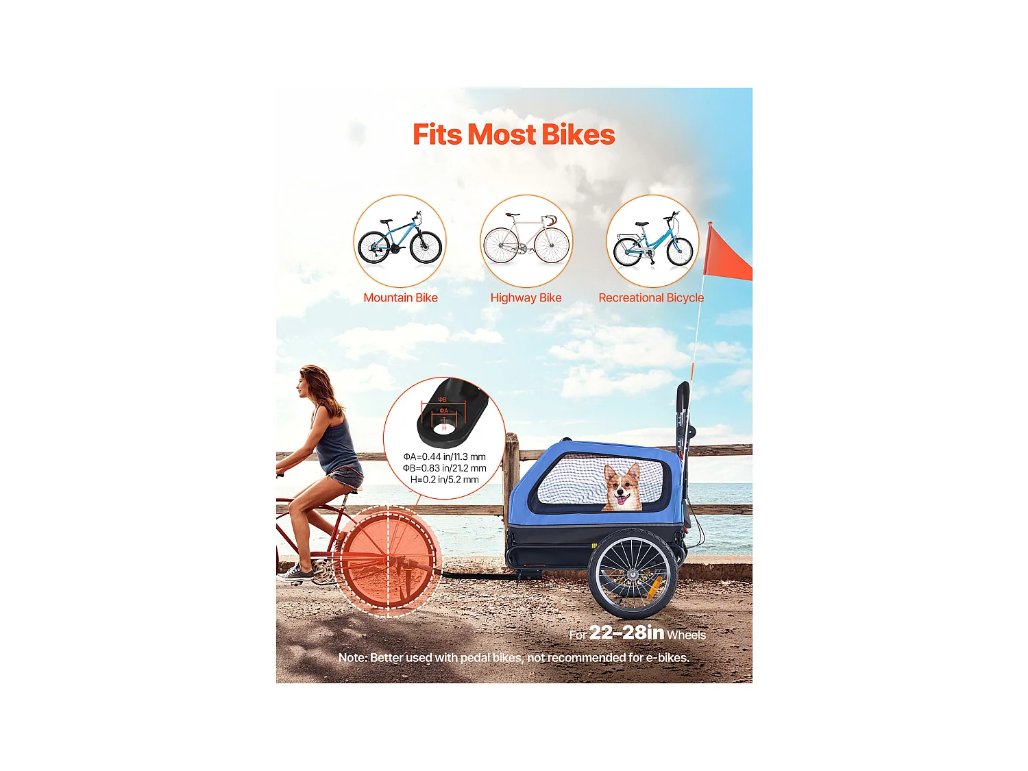 Remorque vélo SucceBuy pour Chien, Charge 40 kg, Poussette d'Animaux de Compagnie 2 en 1, Cadre Pliable Facile avec Roue à Dégagement Rapide