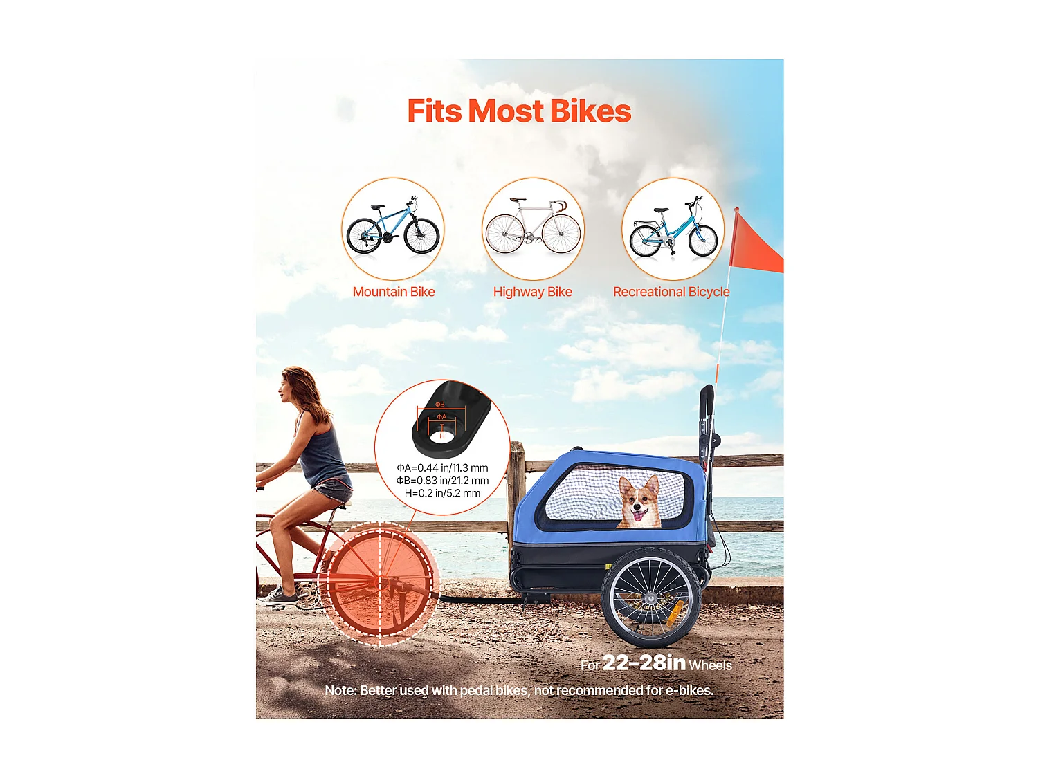 Remorque vélo SucceBuy pour Chien, Charge 40 kg, Poussette d'Animaux de Compagnie 2 en 1, Cadre Pliable Facile avec Roue à Dégagement Rapide