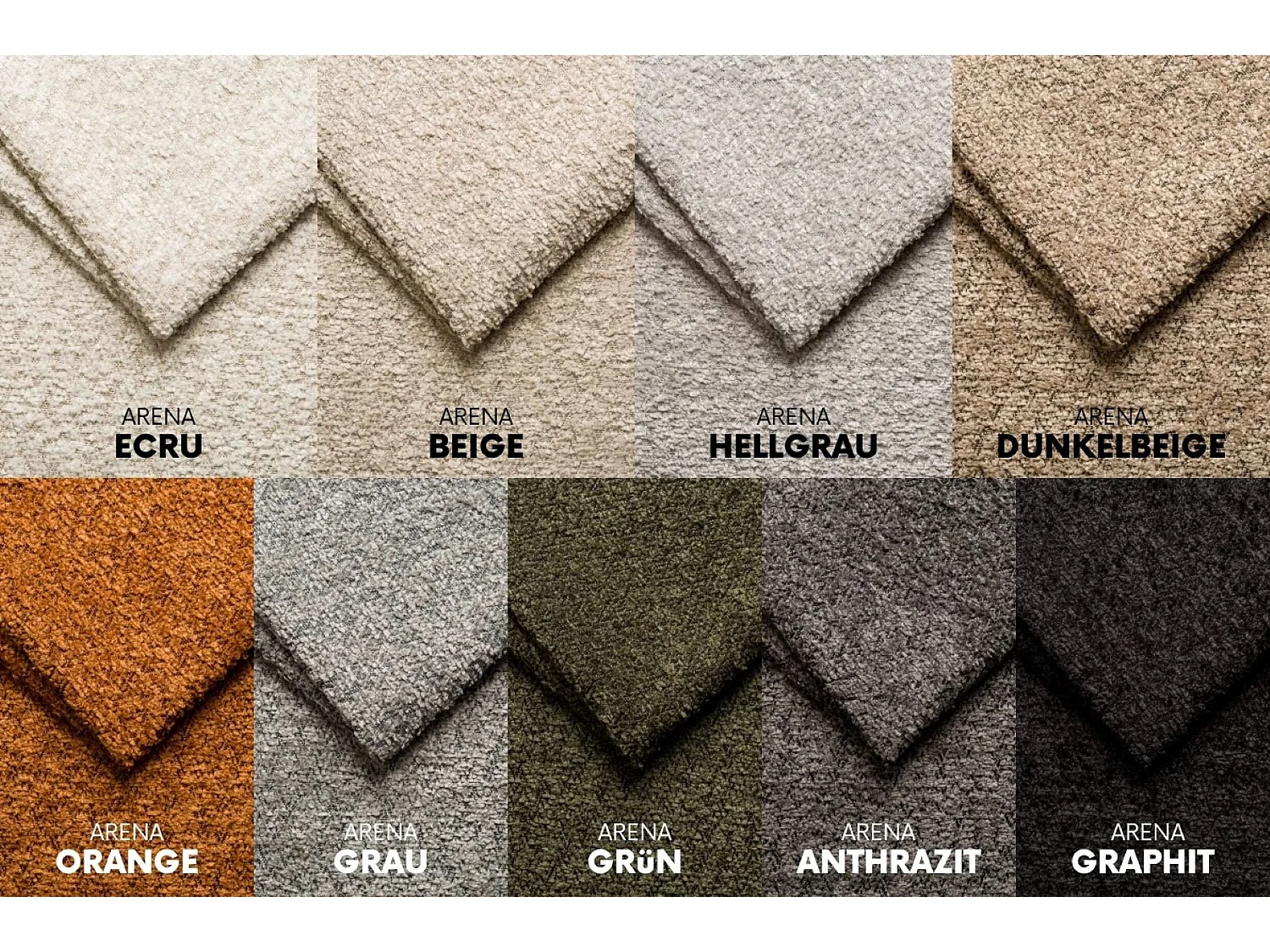 Canapé d'angle avec fonction couchage et coffre de lit Modena Round tissu Arena Gris Clair Droite