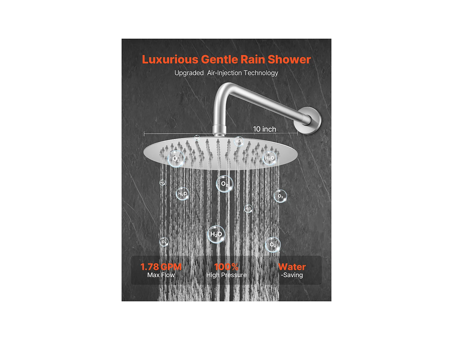 Colonne de Douche SucceBuy Kit de Douche, Système de Douche Pluie avec Pommeau Rond 254 mm, Douchette à Main et Kit de Garniture, Finition Nickel Brossé
