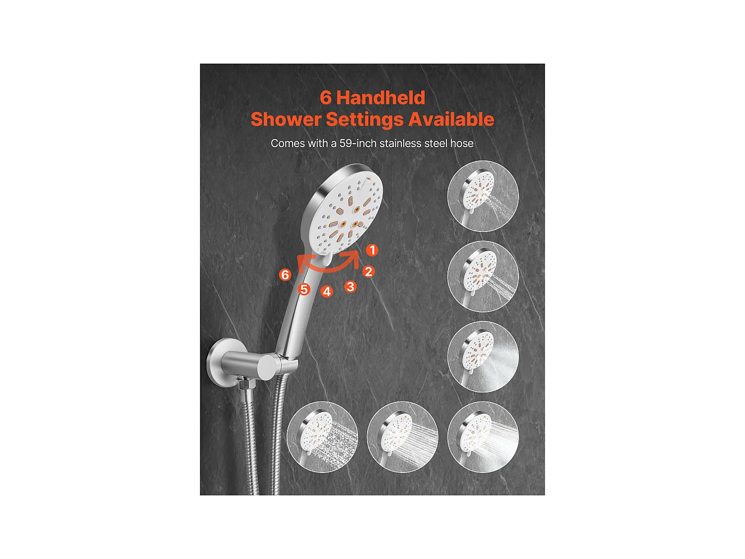 Colonne de Douche SucceBuy Kit de Douche, Système de Douche Pluie avec Pommeau Rond 254 mm, Douchette à Main et Kit de Garniture, Finition Nickel Brossé