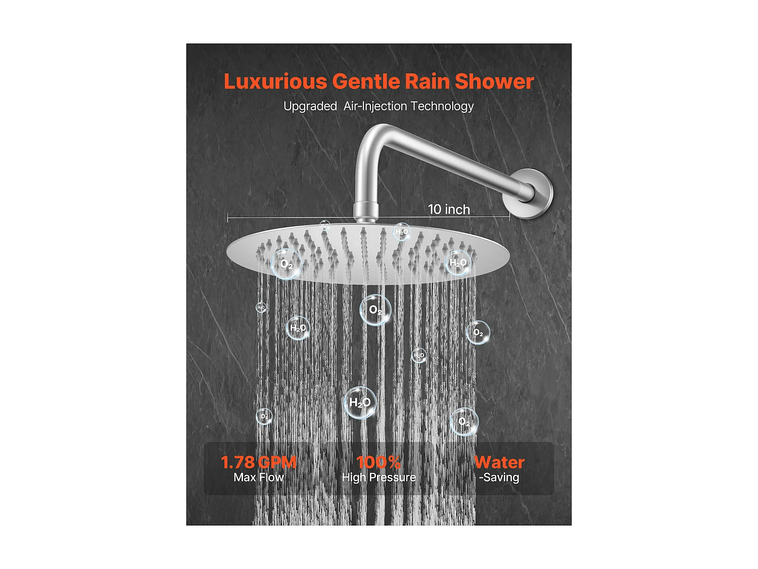 Kolumna Prysznicowa SucceBuy Zestaw Natryskowy, System Natryskowy z Deszczownicą, Okrągłą Głowicą Prysznicową 254 mm, Prysznicem Ręcznym i Zestawem Wykończeniowym