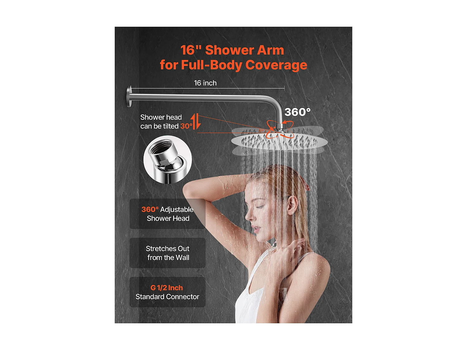 Kolumna Prysznicowa SucceBuy Zestaw Natryskowy, System Natryskowy z Deszczownicą, Okrągłą Głowicą Prysznicową 254 mm, Prysznicem Ręcznym i Zestawem Wykończeniowym