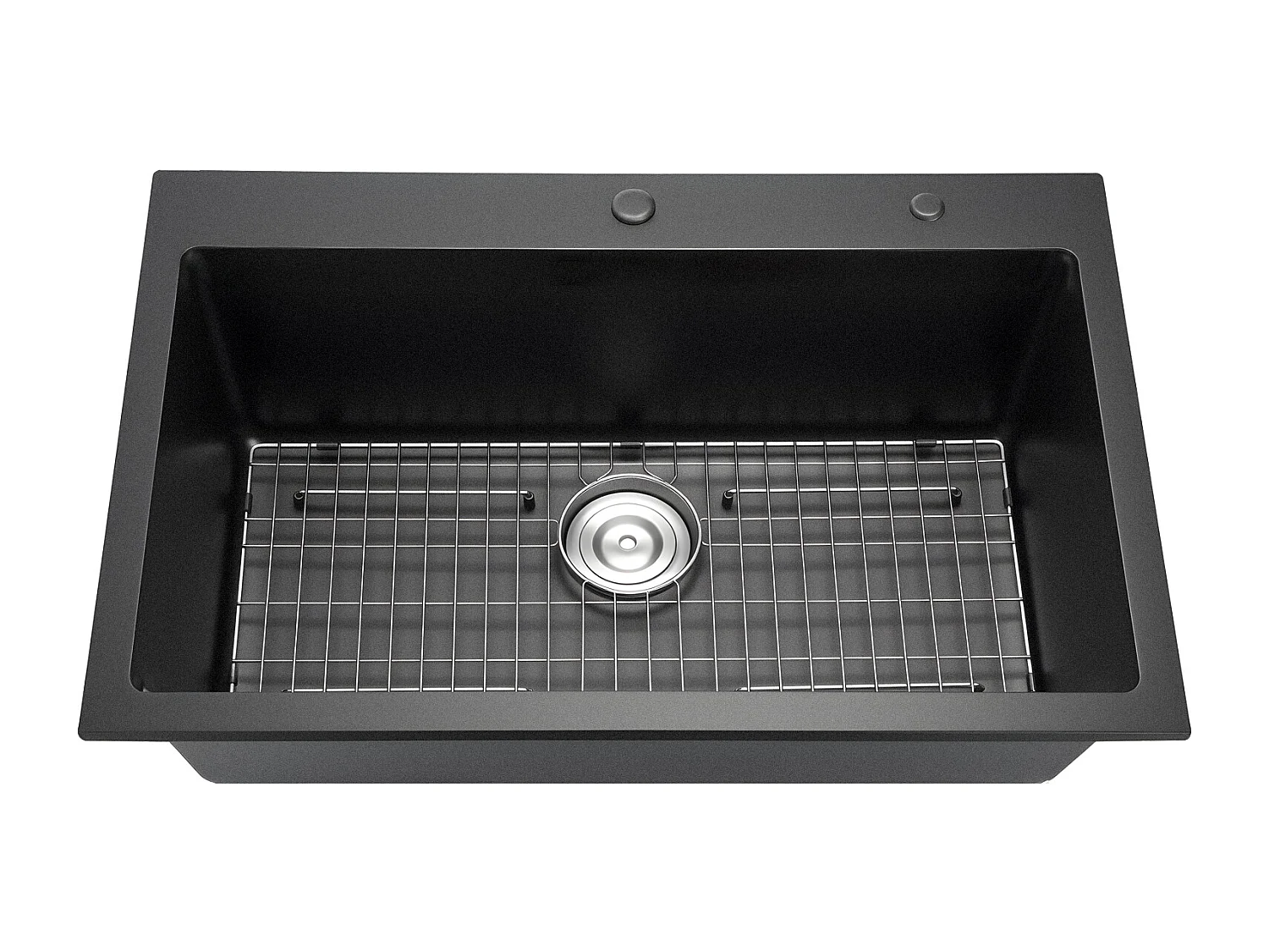 Évier de Cuisine SucceBuy Moderne en Granit de 83,8 cm, Évier à Poser à Large Cuve Simple, Bac à Laver Encastrable avec Accessoires Multiples