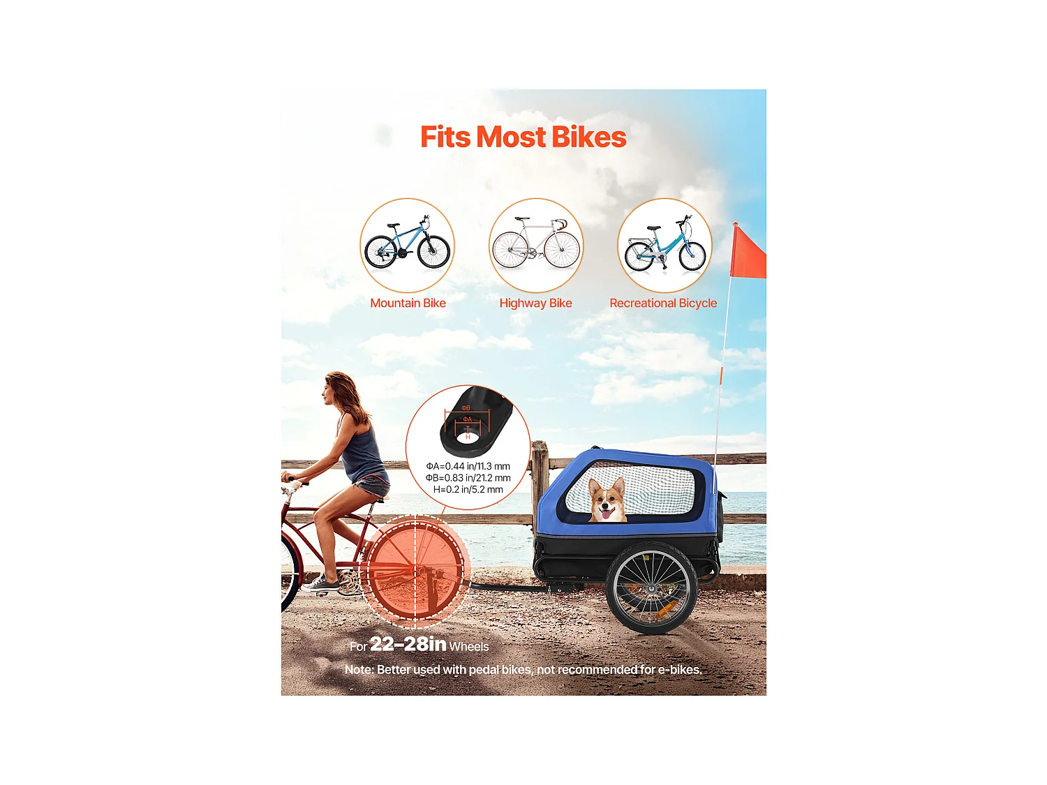 Remorque vélo SucceBuy pour Chien, Charge 40 kg, Porte Animaux de Compagnie de Vélos, Cadre Pliable Facile avec Roue à Dégagement Rapide, Réflecteur