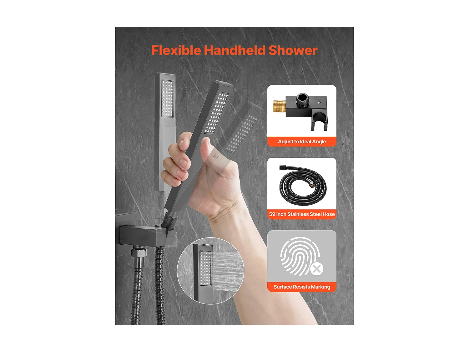 Colonne de Douche SucceBuy Kit de Douche, Système de Douche avec Pommeau de Tête Carré 305 mm, Douchette à Main et Kit de Garniture, Installation au Plafond